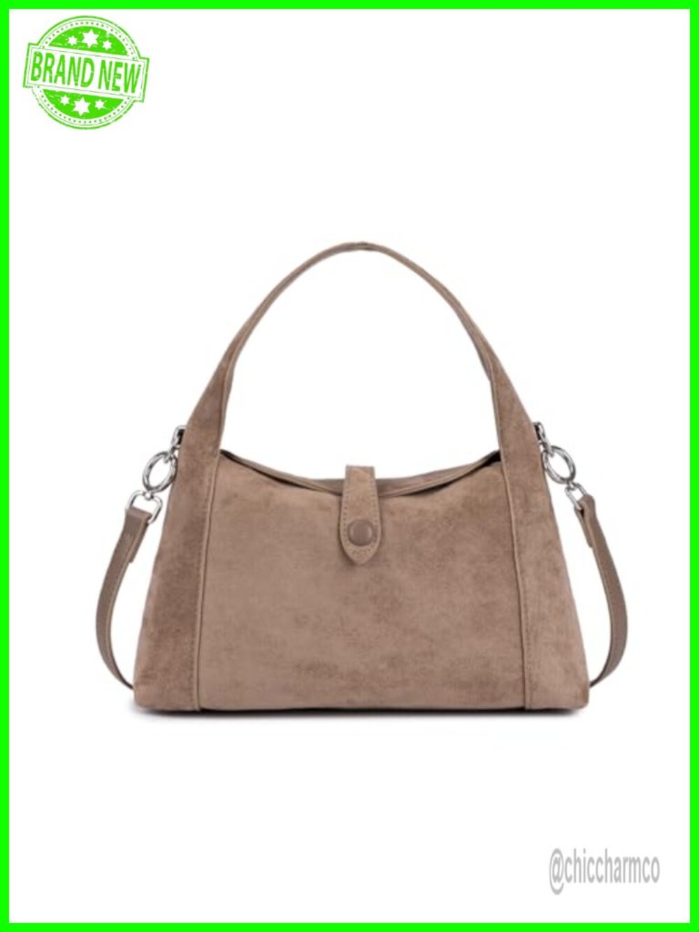 Faux Suede Half-Moon Hobo Shoulder Bag Convertible Crossbody Tote